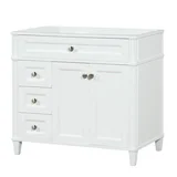 Kensington 36 inch left drawers bathroom vanity in Bright White, product view