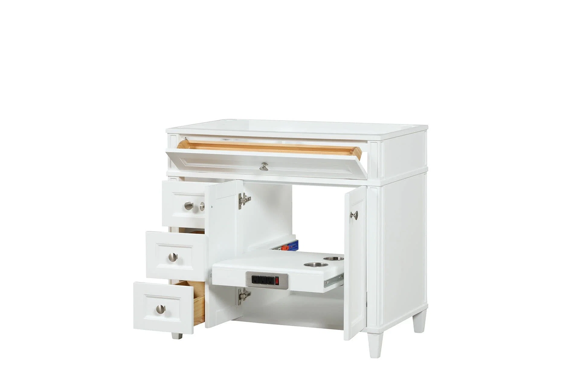 Kensington 36 inch left drawers bathroom vanity in Bright White, product view