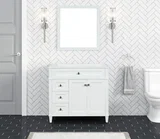 Kensington 36 inch left drawers bathroom vanity in Bright White, product view