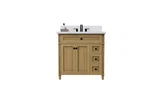 Kensington 36 inch right drawers bathroom vanity in Desert Oak, studio render