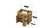 Kensington 36 inch right drawers bathroom vanity in Desert Oak, studio render