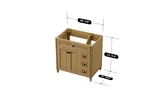 Kensington 36 inch right drawers bathroom vanity in Desert Oak, studio render