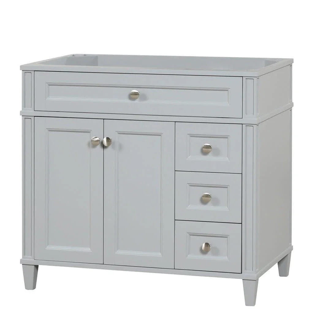 Kensington 36 inch right drawers bathroom vanity in Metal Gray, product view