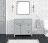 Kensington 36 inch right drawers bathroom vanity in Metal Gray, product view