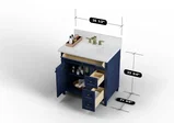 Kensington 36 inch right drawers bathroom vanity in Navy Blue, studio render