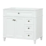 Kensington 36 inch right drawers bathroom vanity in Bright White, product view