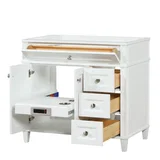 Kensington 36 inch right drawers bathroom vanity in Bright White, product view