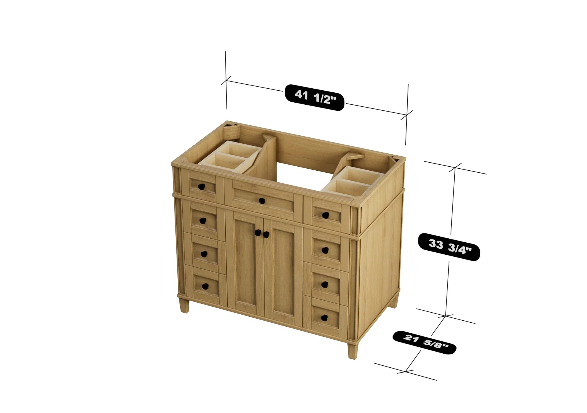 Kensington 42 inch bathroom vanity in Desert Oak, studio render