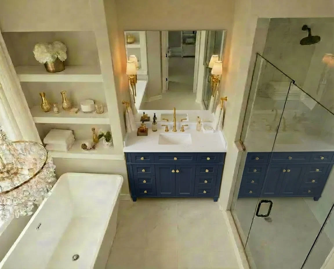 Kensington 42 inch bathroom vanity in Navy Blue, render view