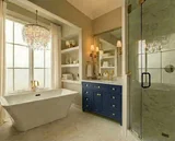 Kensington 42 inch bathroom vanity in Navy Blue, render view