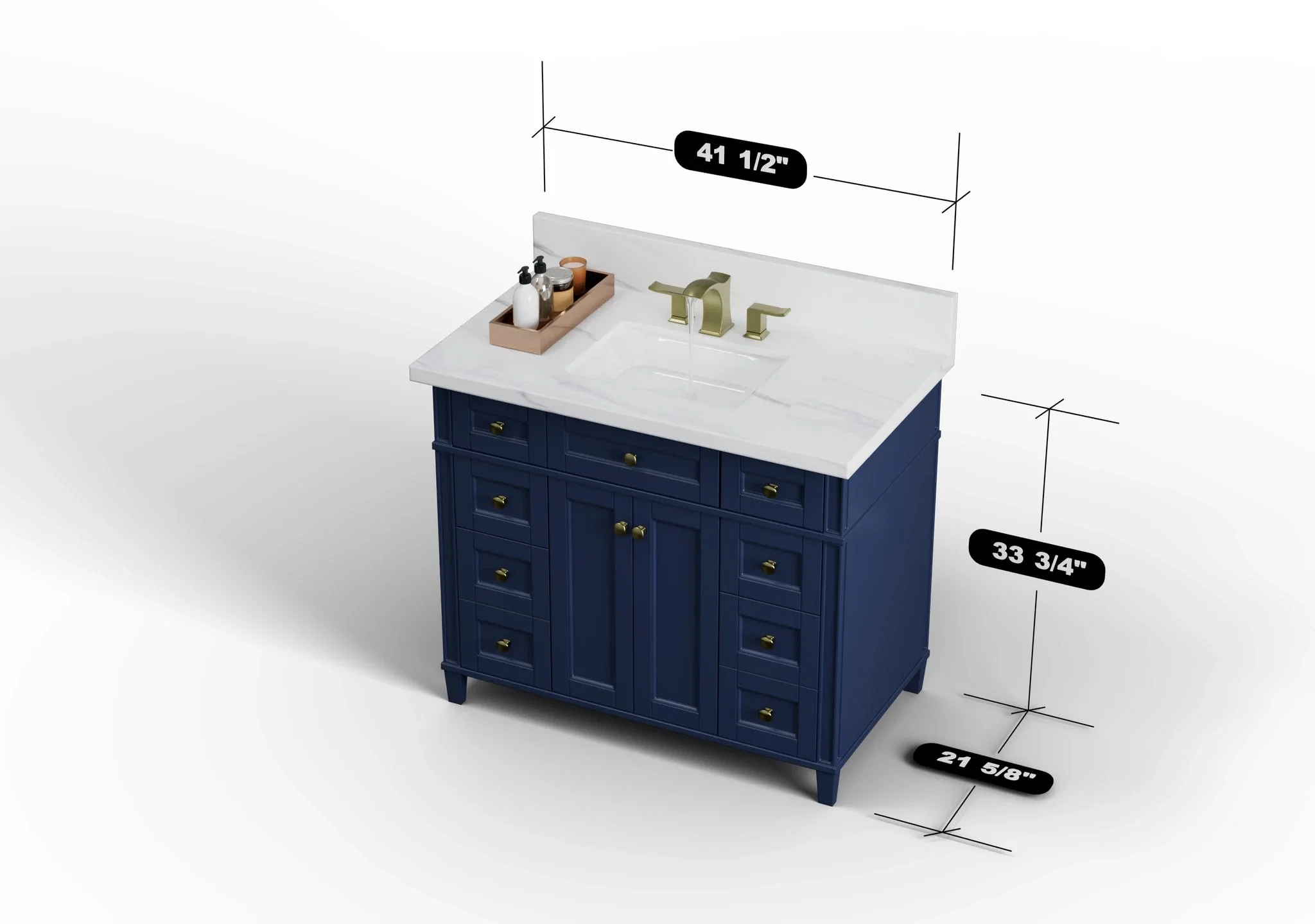 Kensington 42 inch bathroom vanity in Navy Blue, studio render