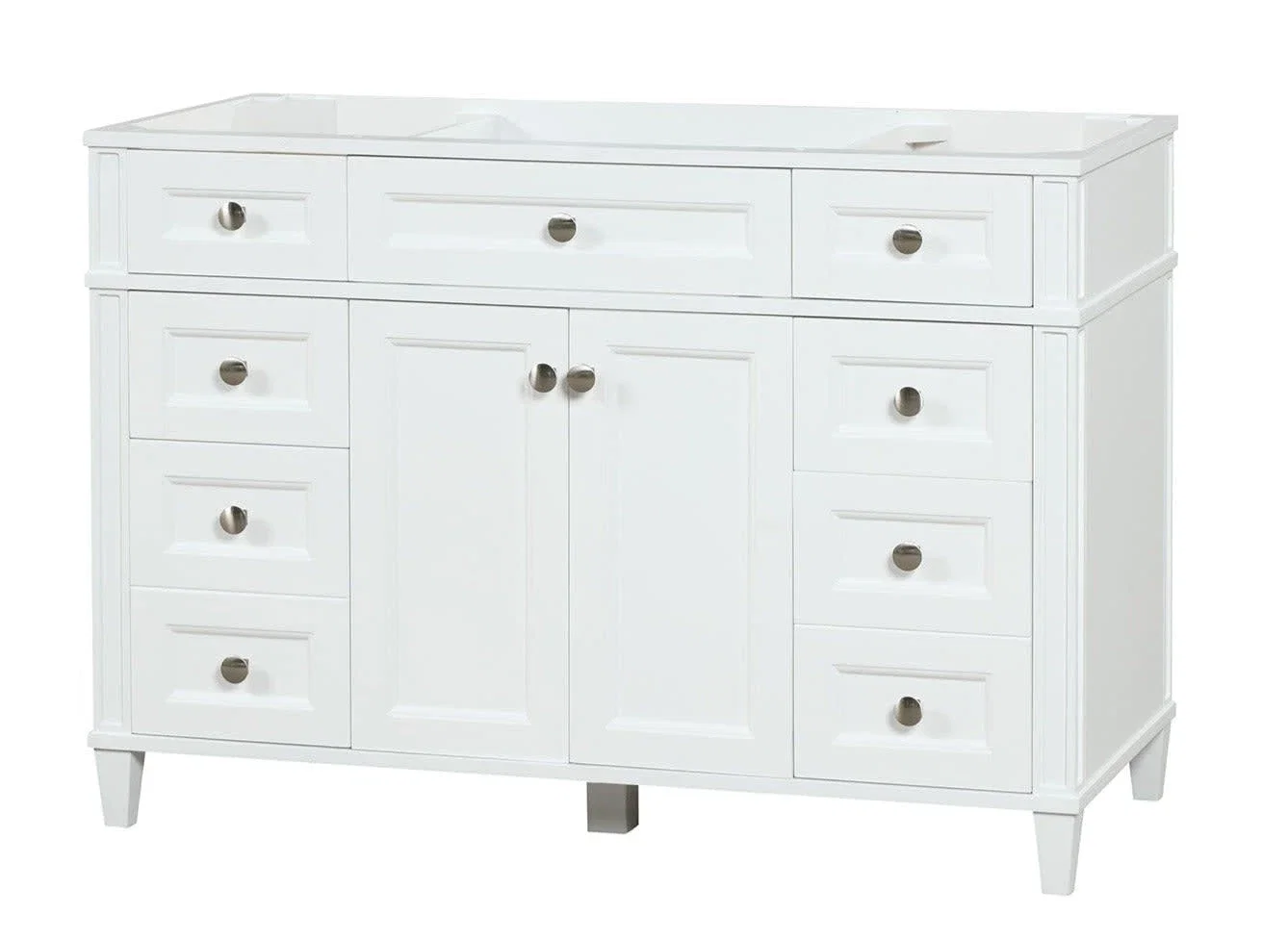 Kensington 48 inch bathroom vanity in Bright White, product view