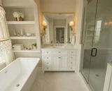 Kensington 48 inch bathroom vanity in Bright White, render view