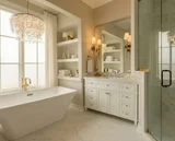 Kensington 48 inch bathroom vanity in Bright White, render view