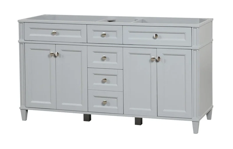 Kensington 59.5" Double Sink Bathroom Vanity in Metal Gray