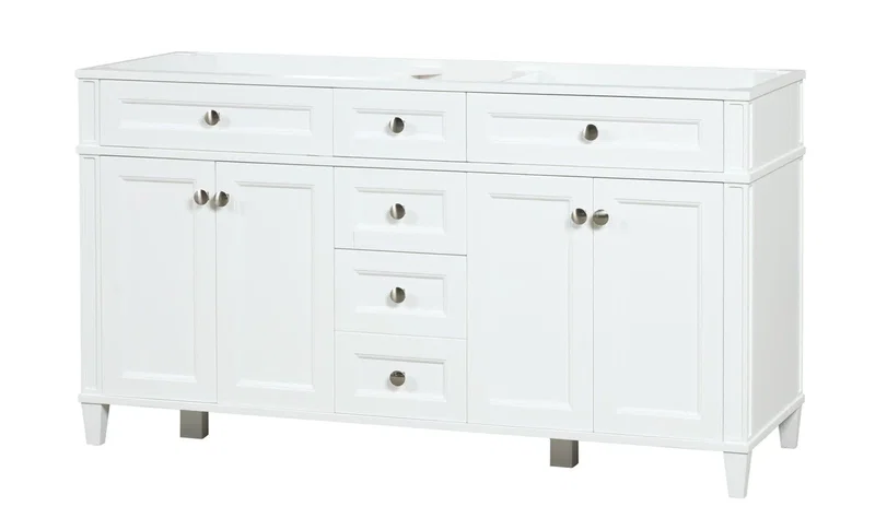 Kensington 59.5" Double Sink Bathroom Vanity in Bright White