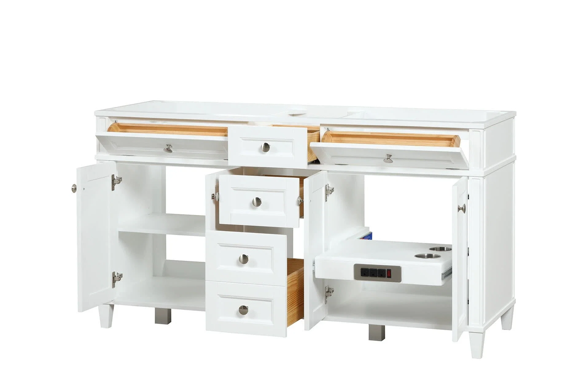 Kensington 60 inch double sink bathroom vanity in Bright White, product view