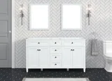 Kensington 60 inch double sink bathroom vanity in Bright White, product view