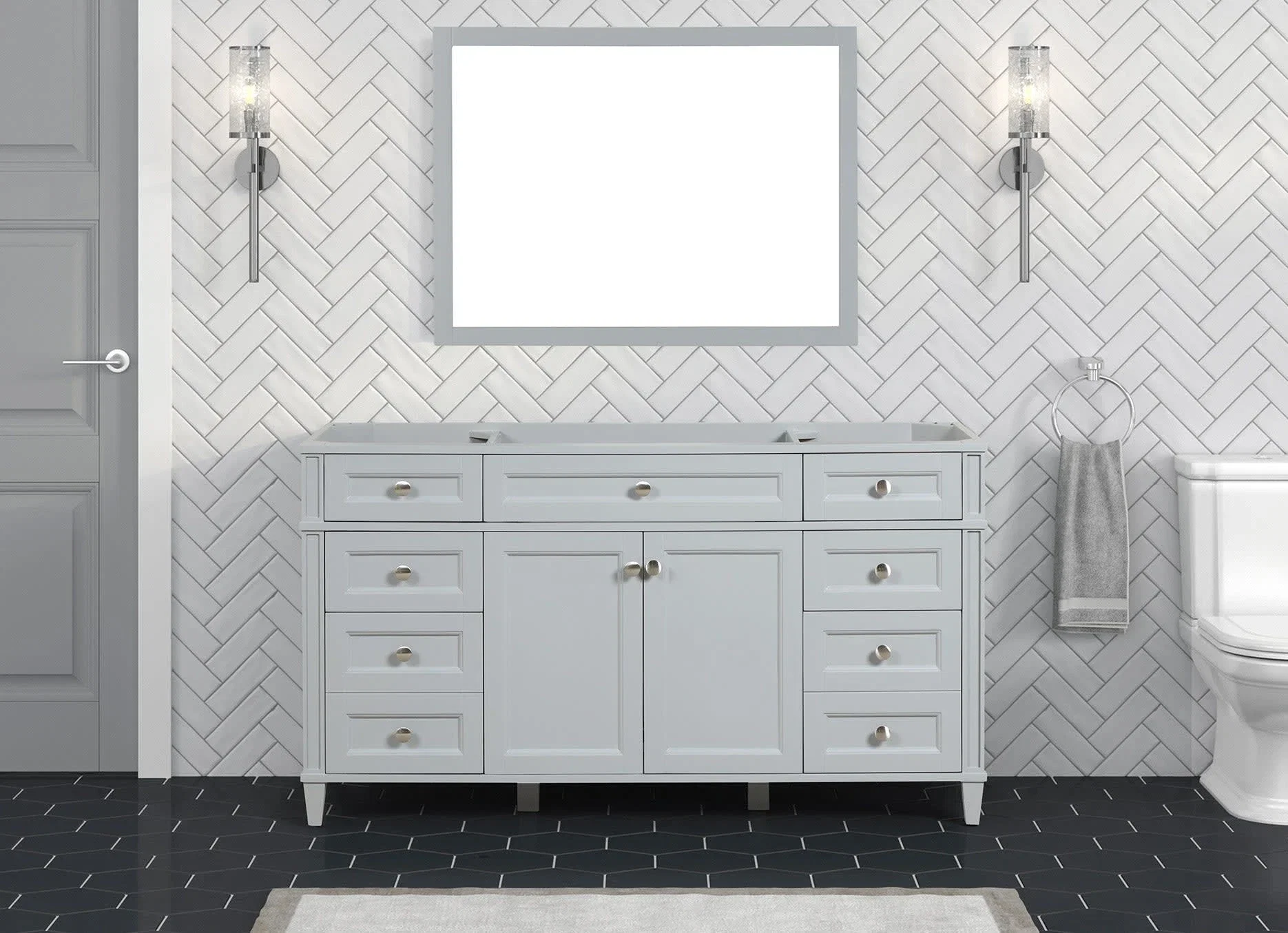 Kensington 60 inch single sink bathroom vanity in Metal Gray, product view