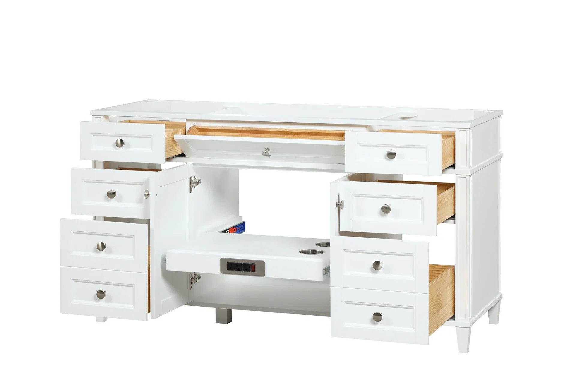 Kensington 59 inch single sink bathroom vanity in Bright White, product view