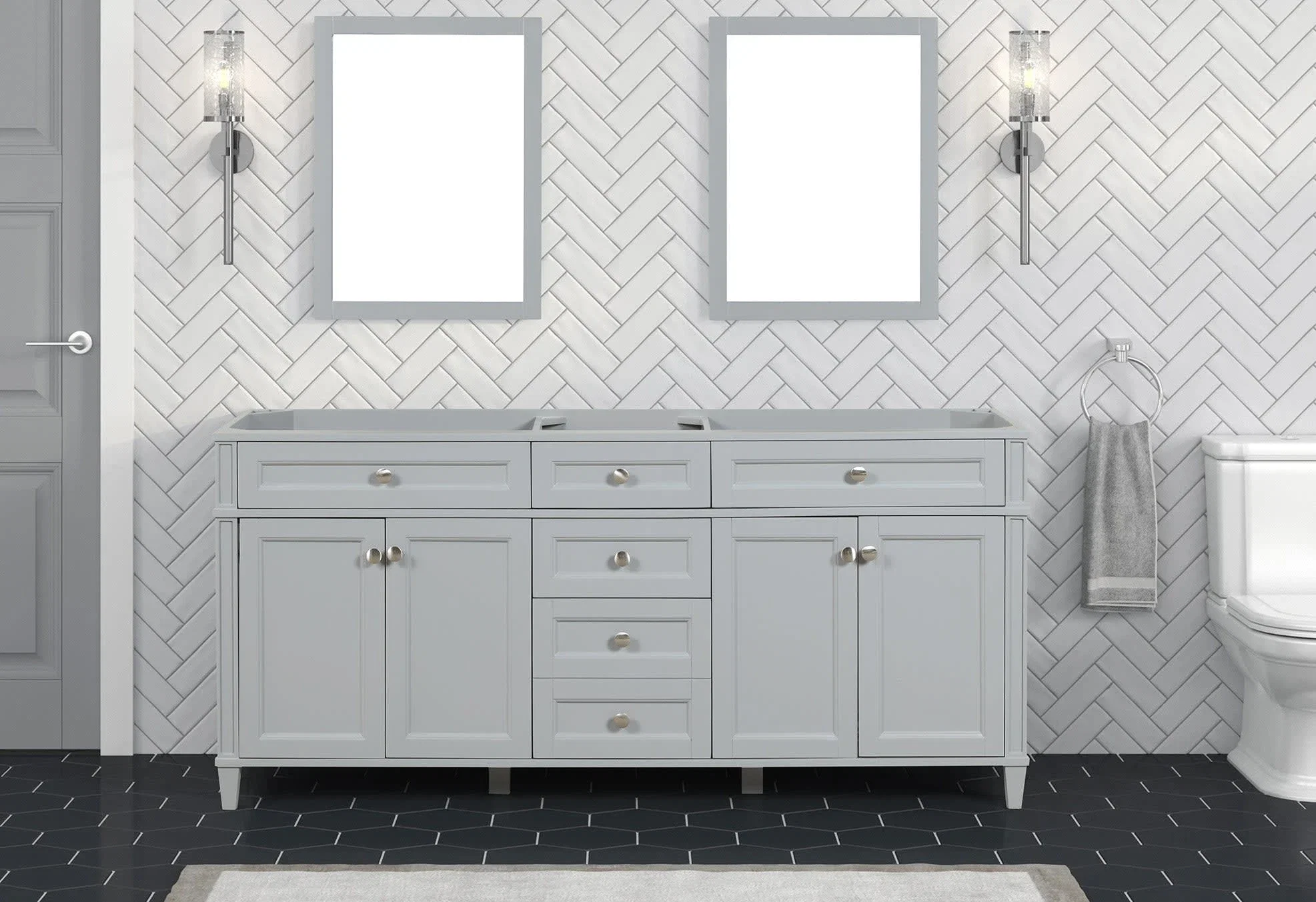 Kensington 72 inch bathroom vanity in Metal Gray, product view