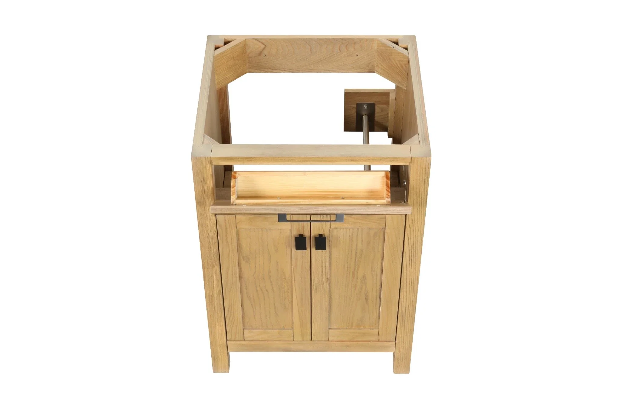London 24 inch bathroom vanity in Desert Oak, styled in a modern bathroom