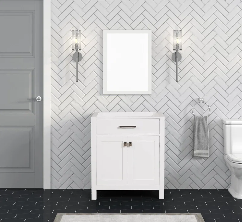 London 29.5" Bathroom Vanity in Bright White