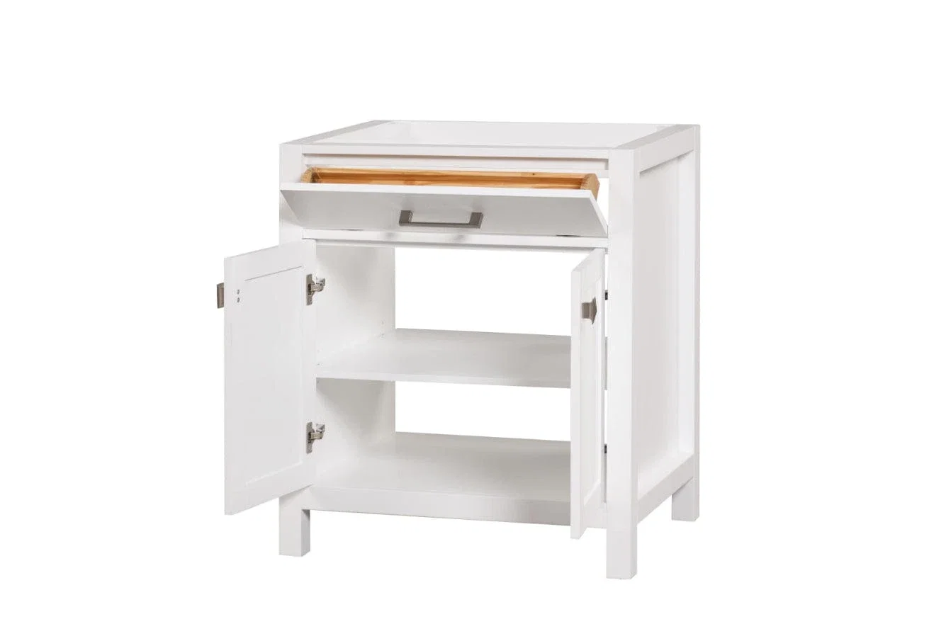 London 30 inch bathroom vanity in Bright White, product view