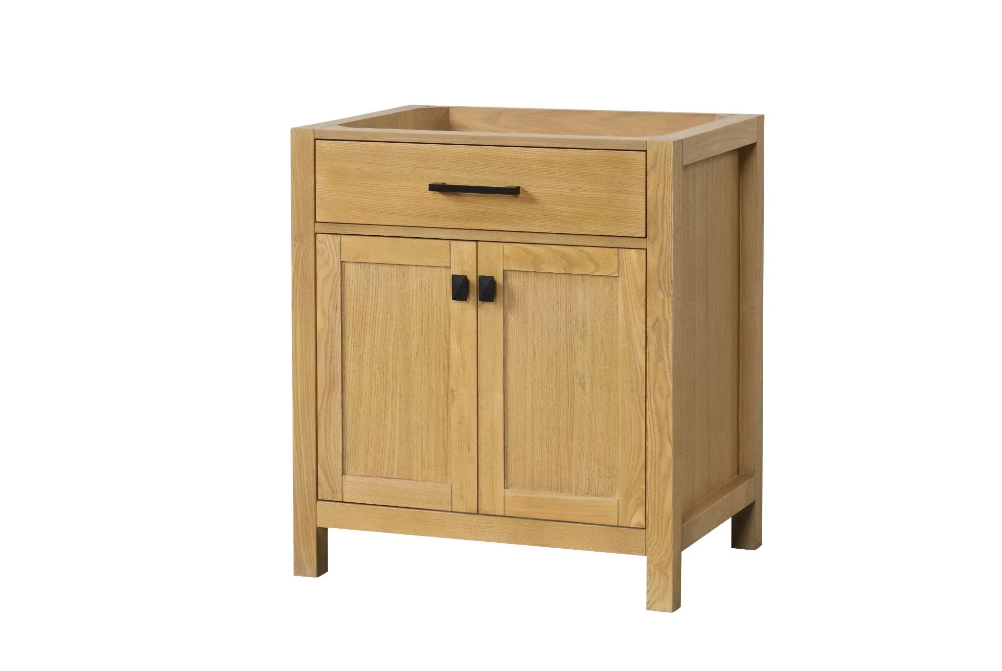 London 30 inch bathroom vanity in Desert Oak, styled in a modern bathroom