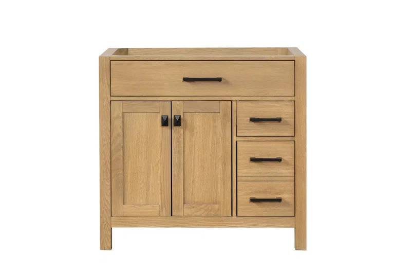 London 35.5" Right Drawers Bathroom Vanity in Desert Oak