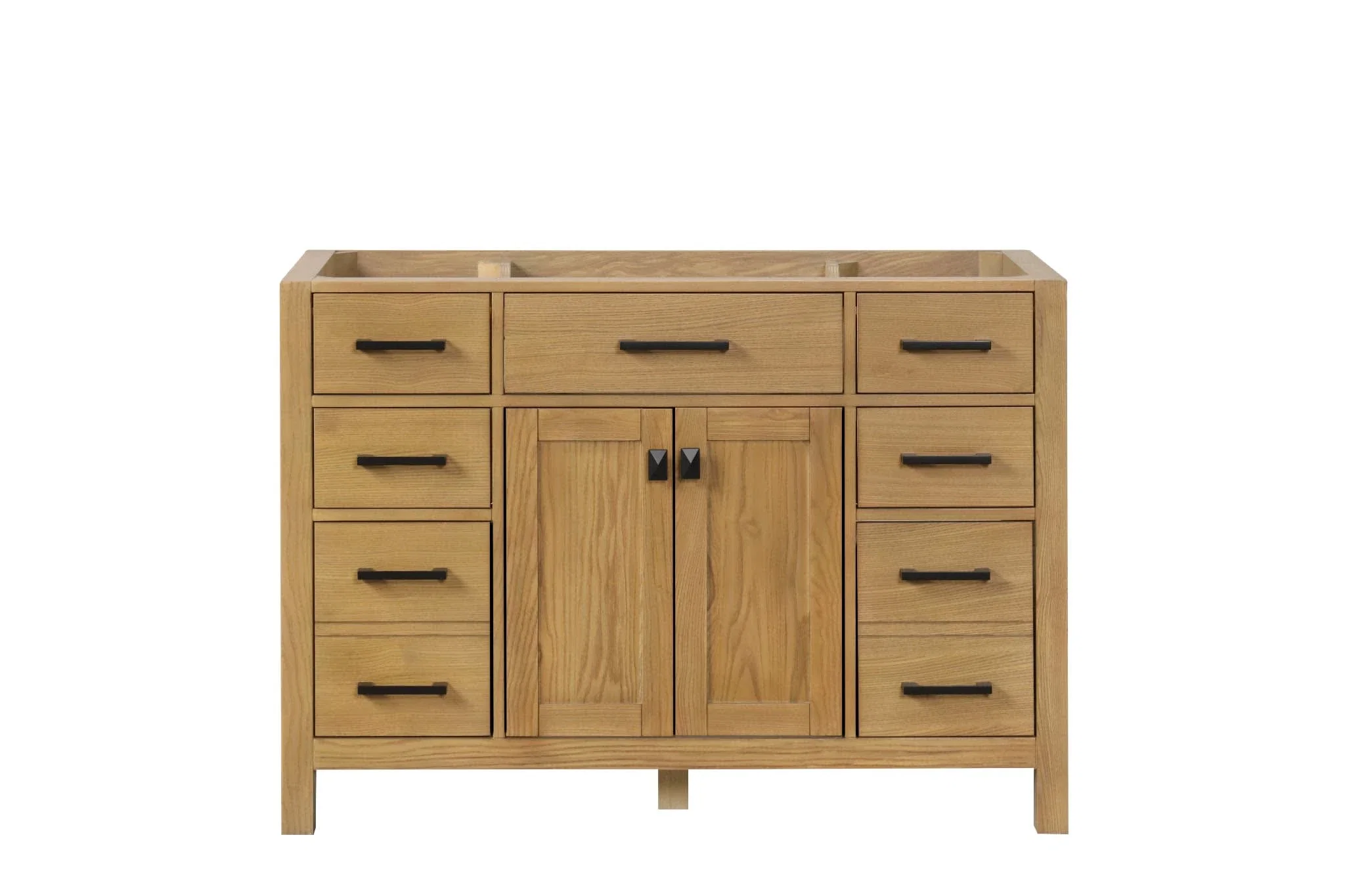 London 48 inch bathroom vanity in Desert Oak, styled in a modern bathroom
