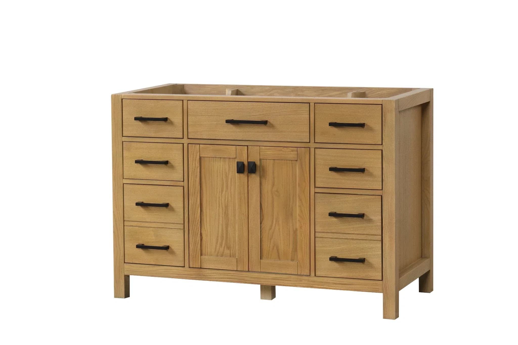 London 48 inch bathroom vanity in Desert Oak, styled in a modern bathroom
