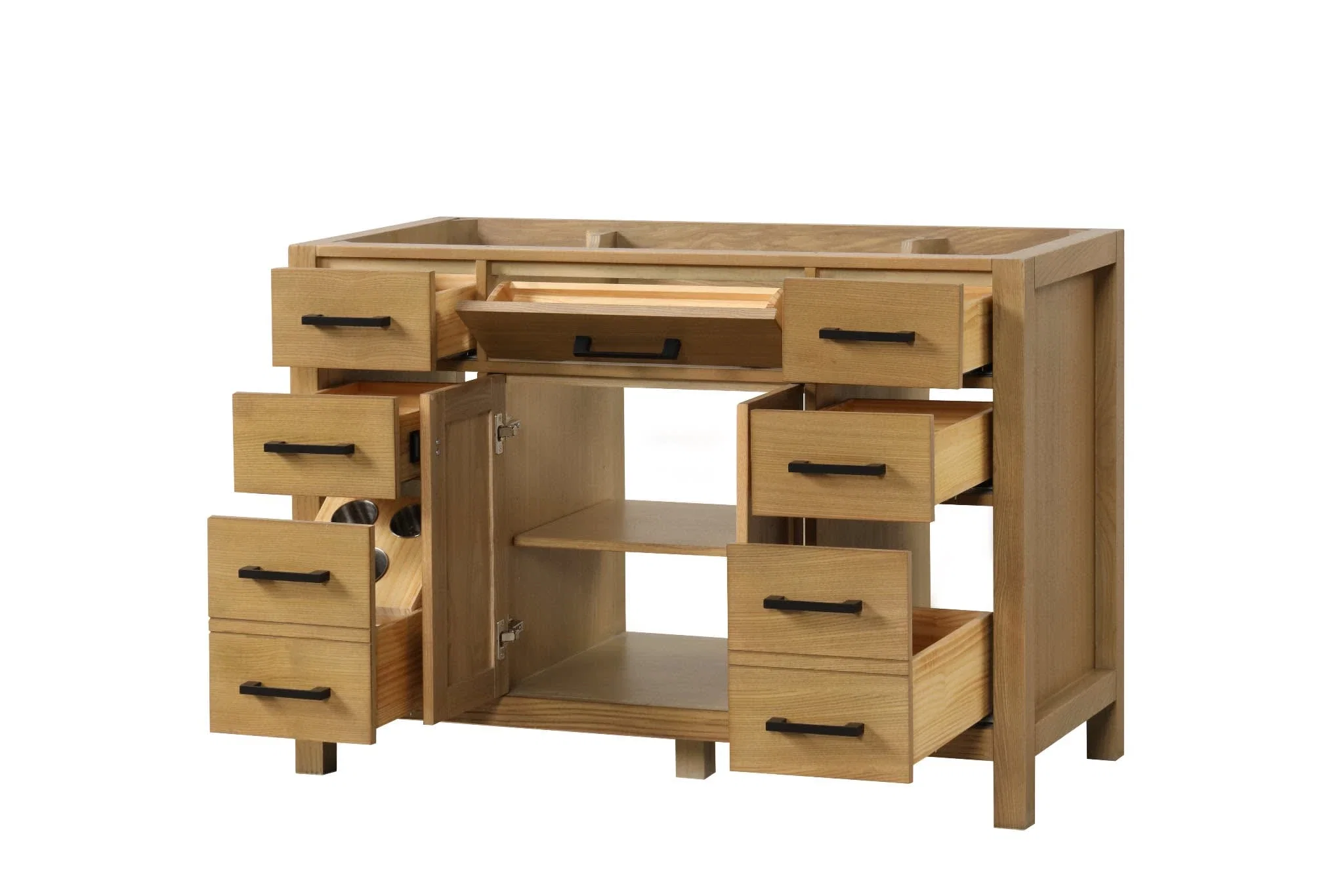 London 48 inch bathroom vanity in Desert Oak, styled in a modern bathroom