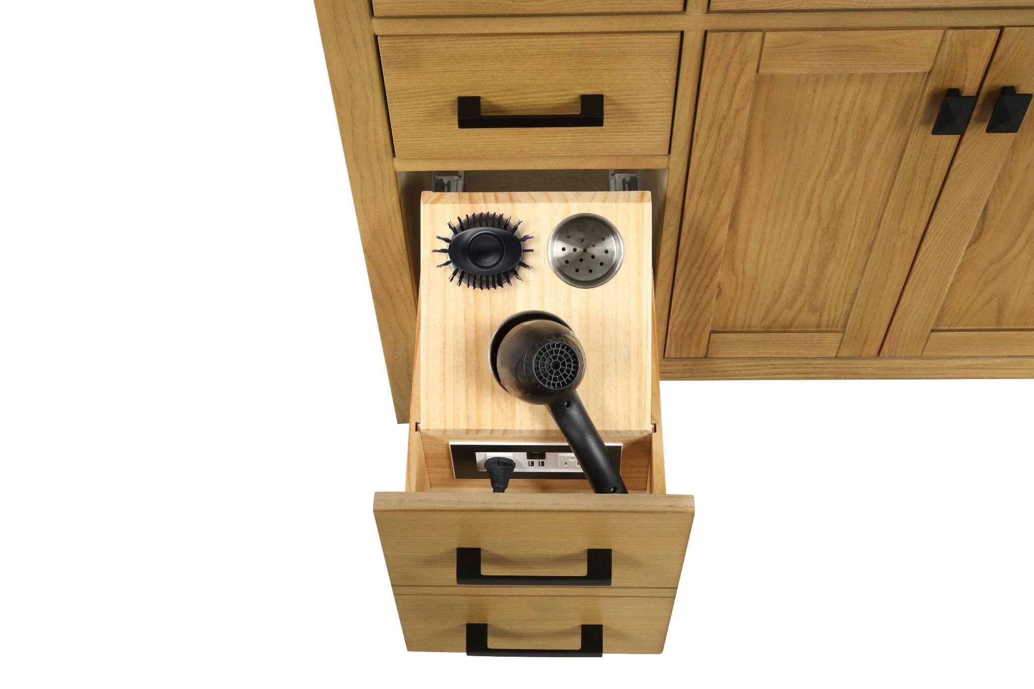 London 48 inch bathroom vanity in Desert Oak, styled in a modern bathroom
