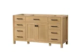 London 60 inch double sink bathroom vanity in Desert Oak, styled in a modern bathroom