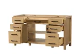 London 60 inch double sink bathroom vanity in Desert Oak, styled in a modern bathroom