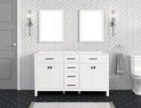 London 60 inch double sink bathroom vanity in Bright White, product view