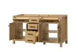 London 60 inch single sink bathroom vanity in Desert Oak, styled in a modern bathroom