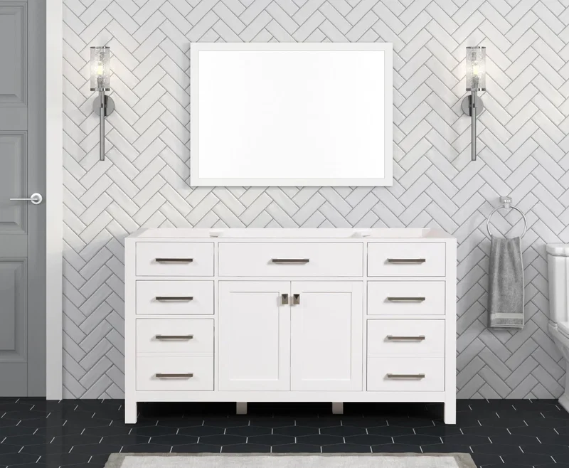 London 59.5" Single Sink Bathroom Vanity in Bright White