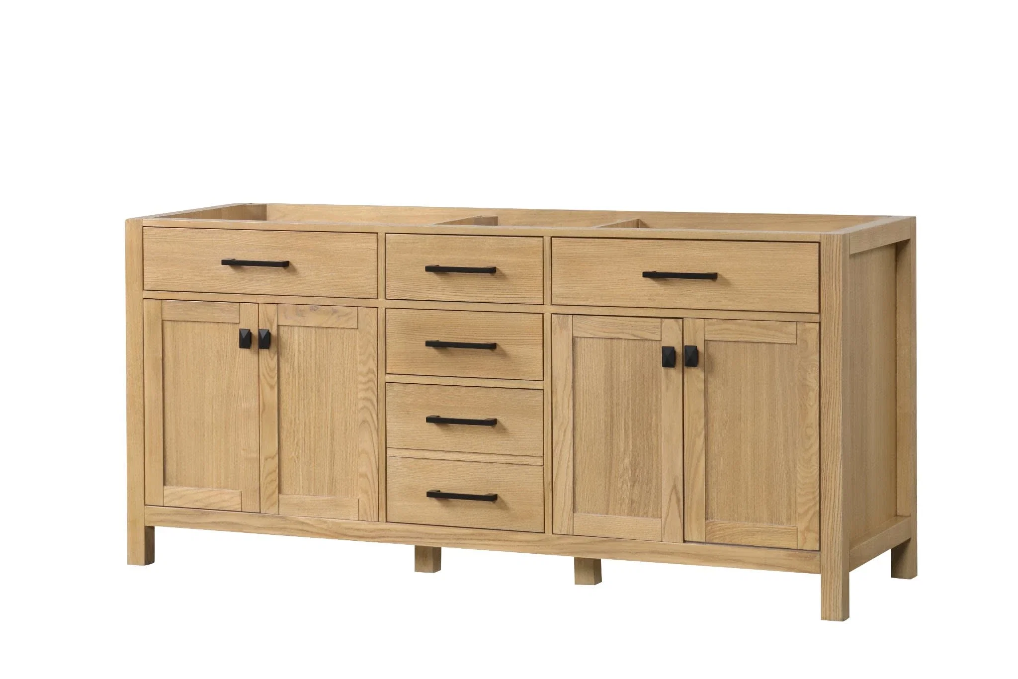 London 72 inch bathroom vanity in Desert Oak, styled in a modern bathroom