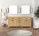 London 72 inch bathroom vanity in Desert Oak, composite view