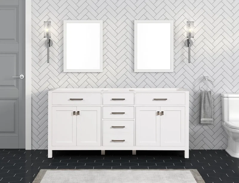 London 71.5" Bathroom Vanity in Bright White