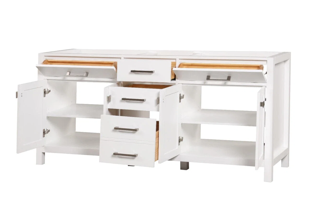 London 72 inch bathroom vanity in Bright White, product view