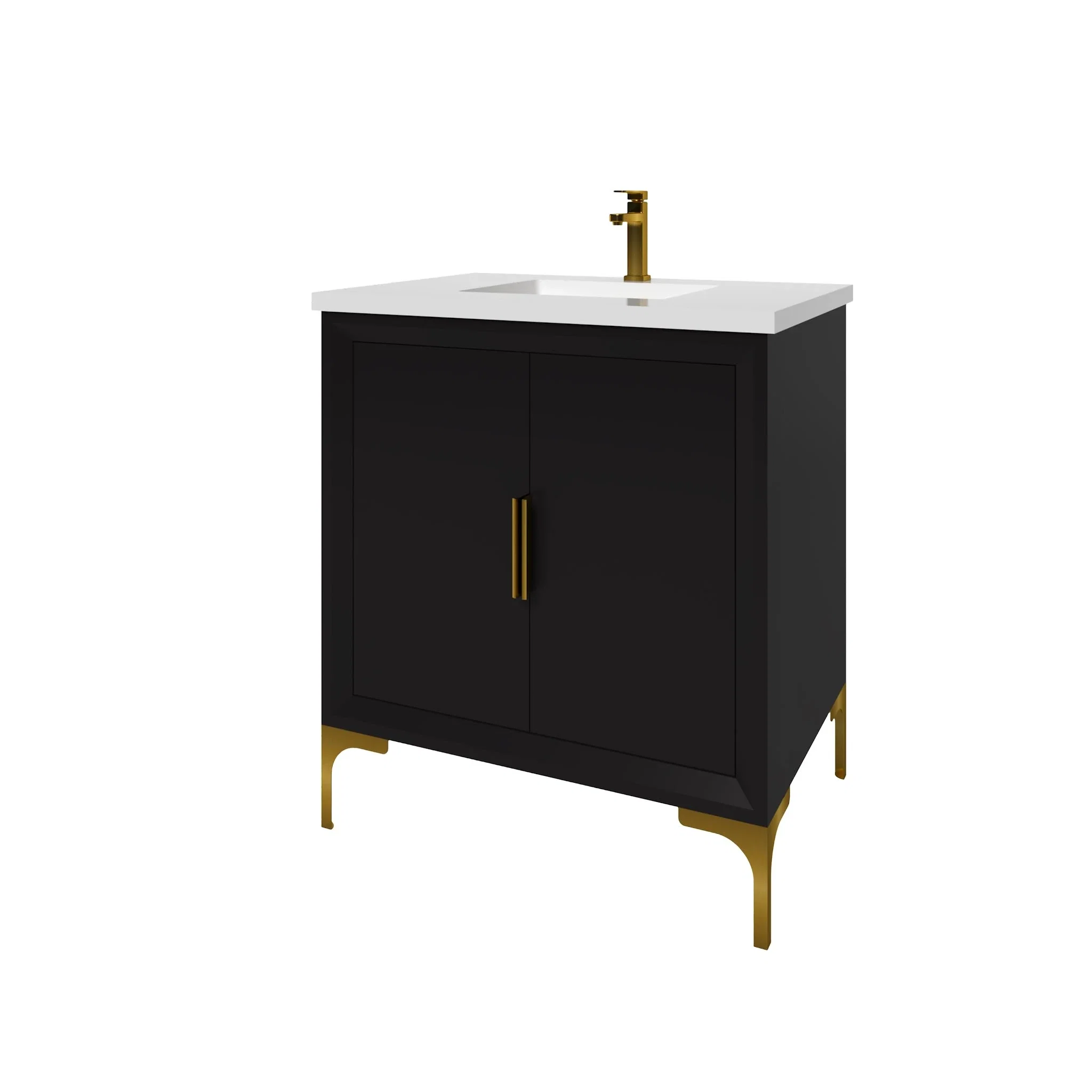 Oxford 30 inch bathroom vanity in Black, angled view