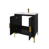 Oxford 30 inch bathroom vanity in Black, doors open