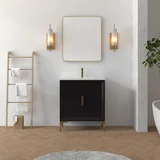 Oxford 30 inch bathroom vanity in Black, styled in a modern bathroom
