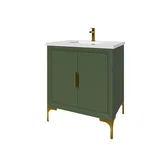 Oxford 30 inch bathroom vanity in Sage Green, angled view