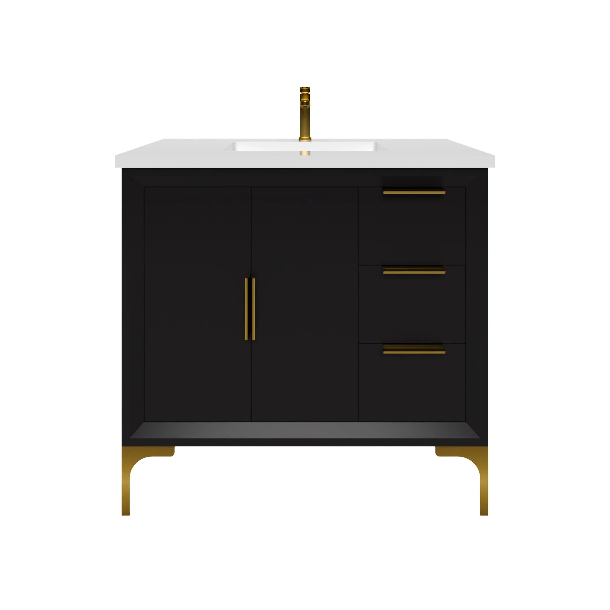 Oxford 36 inch bathroom vanity in Black, front view
