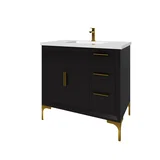 Oxford 36 inch bathroom vanity in Black, angled view
