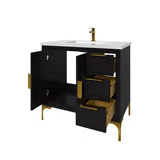 Oxford 36 inch bathroom vanity in Black, doors open